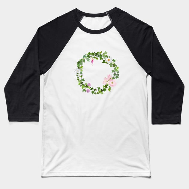 Wild flower garland Baseball T-Shirt by Slownessi